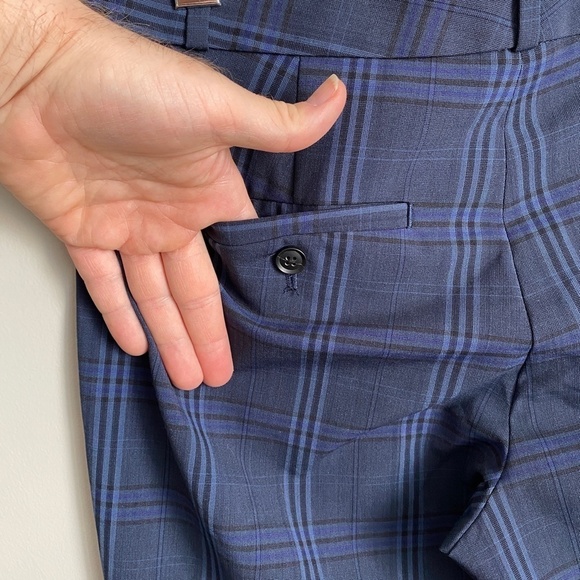 Banana Republic LOGAN Women's Wool Blend Blue Plaid‎ Dress Pants Size 2 - Picture 5 of 10